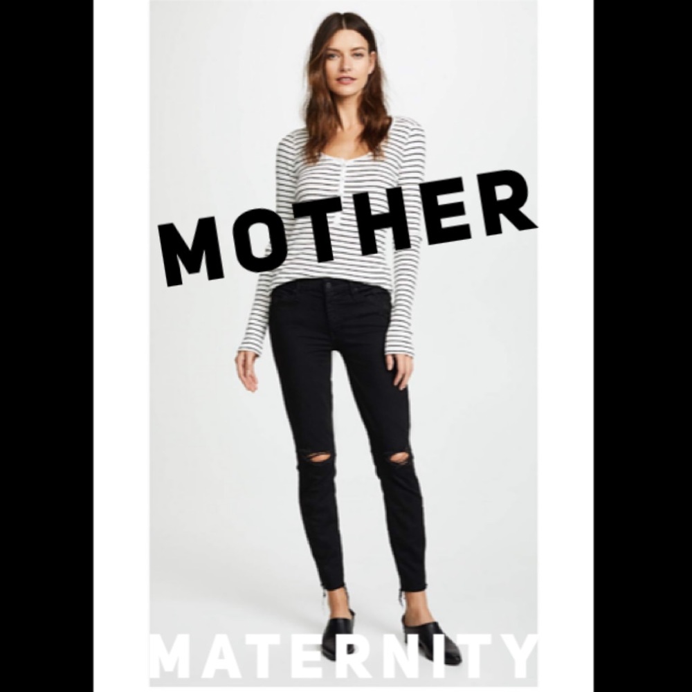 Mother Maternity Black Ripped Skinny Denim Jeans